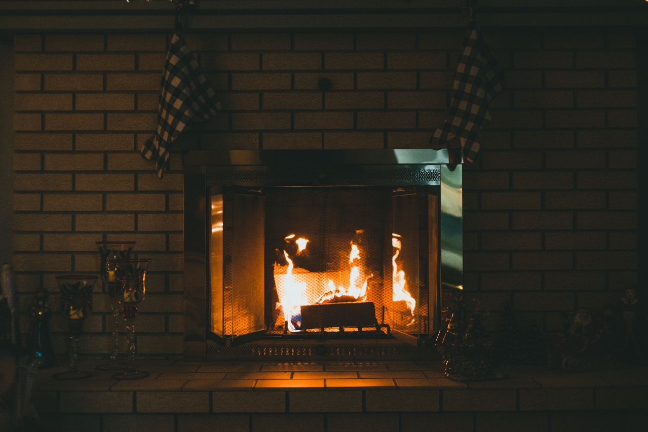 Fire in fireplace